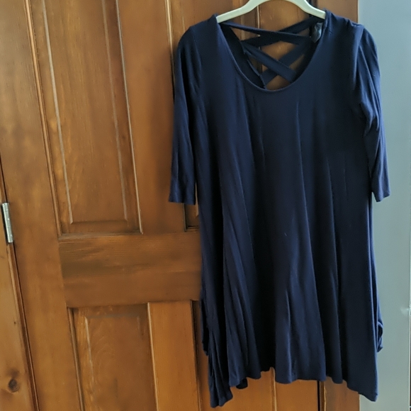 Navy Maternity Dress with Pockets - Picture 1 of 6